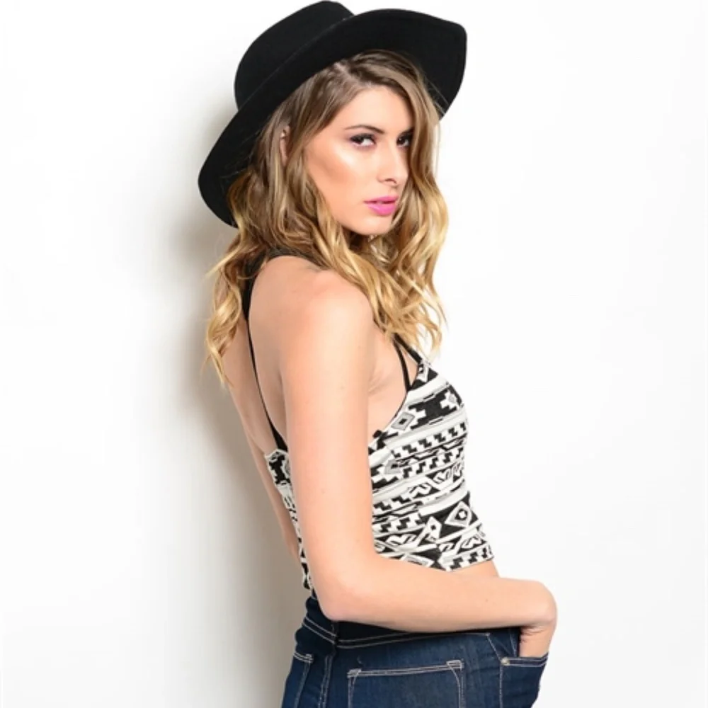 Ivory & Black Crop Tank Top - Picture 2 of 2
